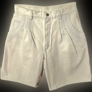 Vtg 90s Roper white denim blue ombre lace pocket pleats high waist jean shorts 4